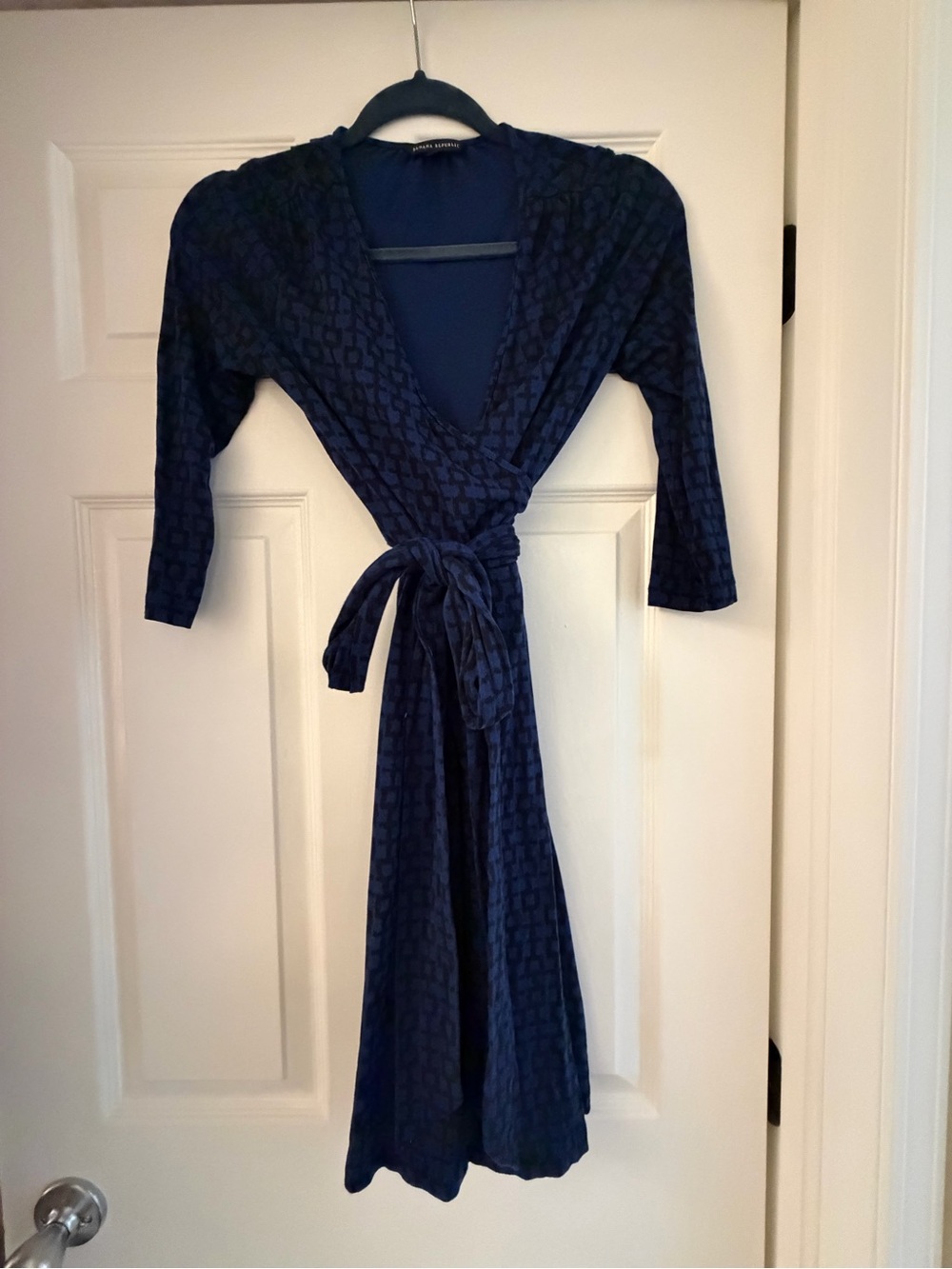Banana Republic Navy Textured Wrap Midi Dress